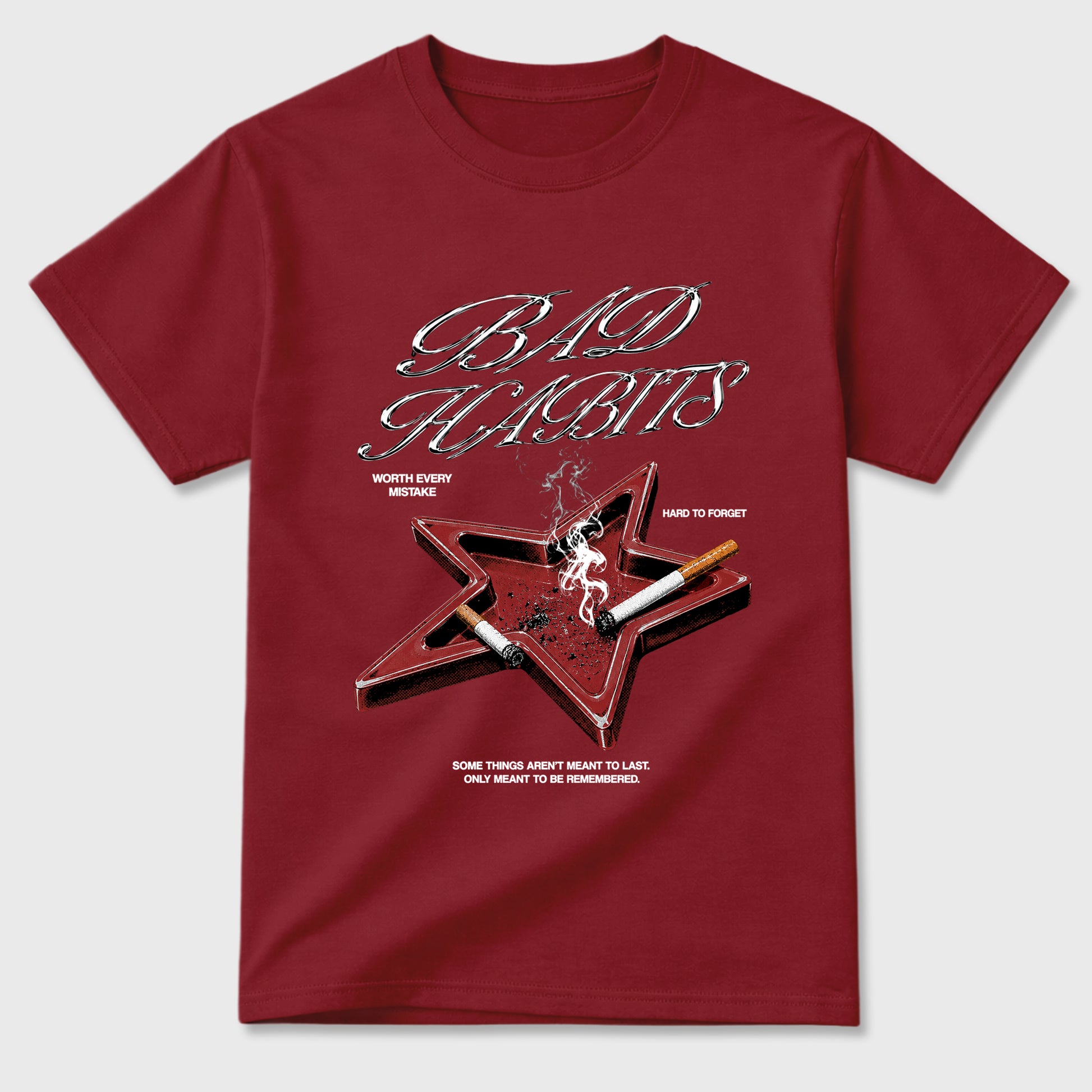 Bad Habits Graphic T-Shirt sneaker match tee designed for the Air Jordan 3 Bin 23, featuring coordinated color options for a perfect streetwear match. Cardinal 2 shirt.