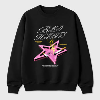 Bad Habits Graphic T-Shirt sneaker match tee designed for the Air Jordan 4 Comic, featuring coordinated color options for a perfect streetwear match. Black 2 shirt.