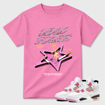 Bad Habits Graphic T-Shirt sneaker match tee designed for the Air Jordan 4 Comic, featuring coordinated color options for a perfect streetwear match. Bubble Gum 1 shirt.