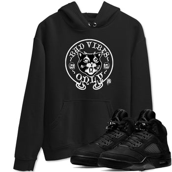 5s Black Cat shirts to match jordans Bad Vibes Only sneaker match tees Air Jordan 5 Black Cat SNRT Sneaker Release Tees unisex cotton Black 1 crew neck shirts