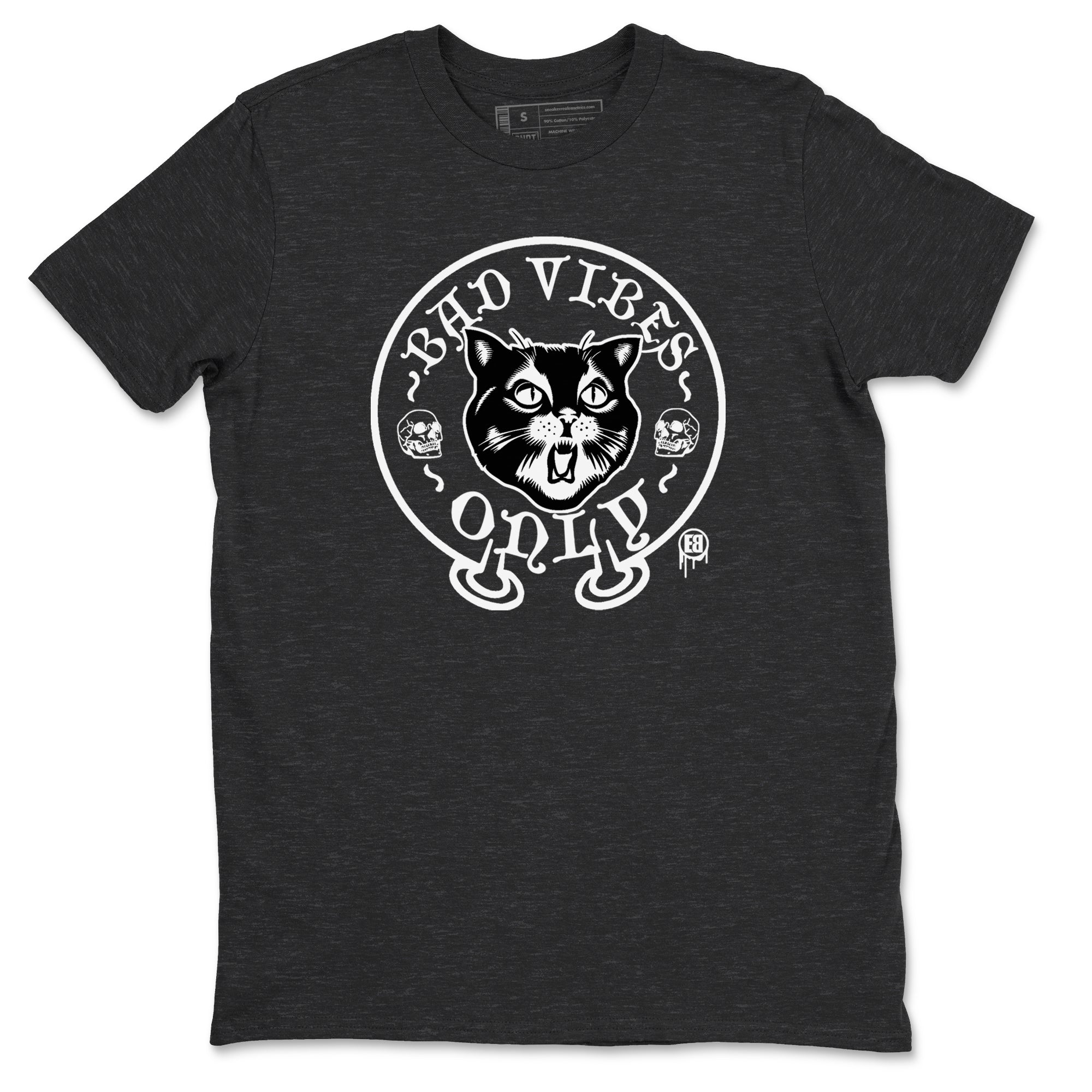 5s Black Cat shirts to match jordans Bad Vibes Only sneaker match tees Air Jordan 5 Black Cat SNRT Sneaker Release Tees unisex cotton Charcoal Heather 2 crew neck shirts