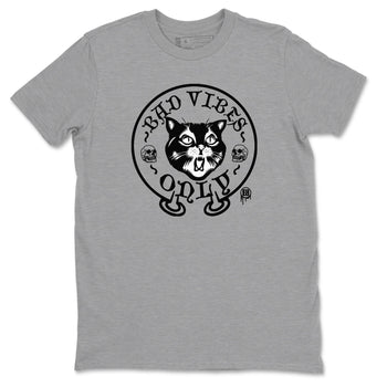 5s Black Cat shirts to match jordans Bad Vibes Only sneaker match tees Air Jordan 5 Black Cat SNRT Sneaker Release Tees unisex cotton Heather Grey 2 crew neck shirts