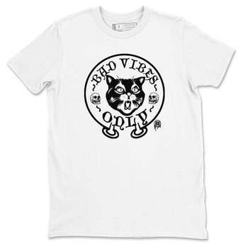 5s Black Cat shirts to match jordans Bad Vibes Only sneaker match tees Air Jordan 5 Black Cat SNRT Sneaker Release Tees unisex cotton White 2 crew neck shirts