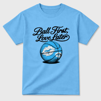 Best Sneakerfit Graphic Tee. Graphic Outfits. Sneaker Tees To Match Air Foamposite Pro University Blue Sneakers – Ball First Kiss Later Tee Carolina Blue 2