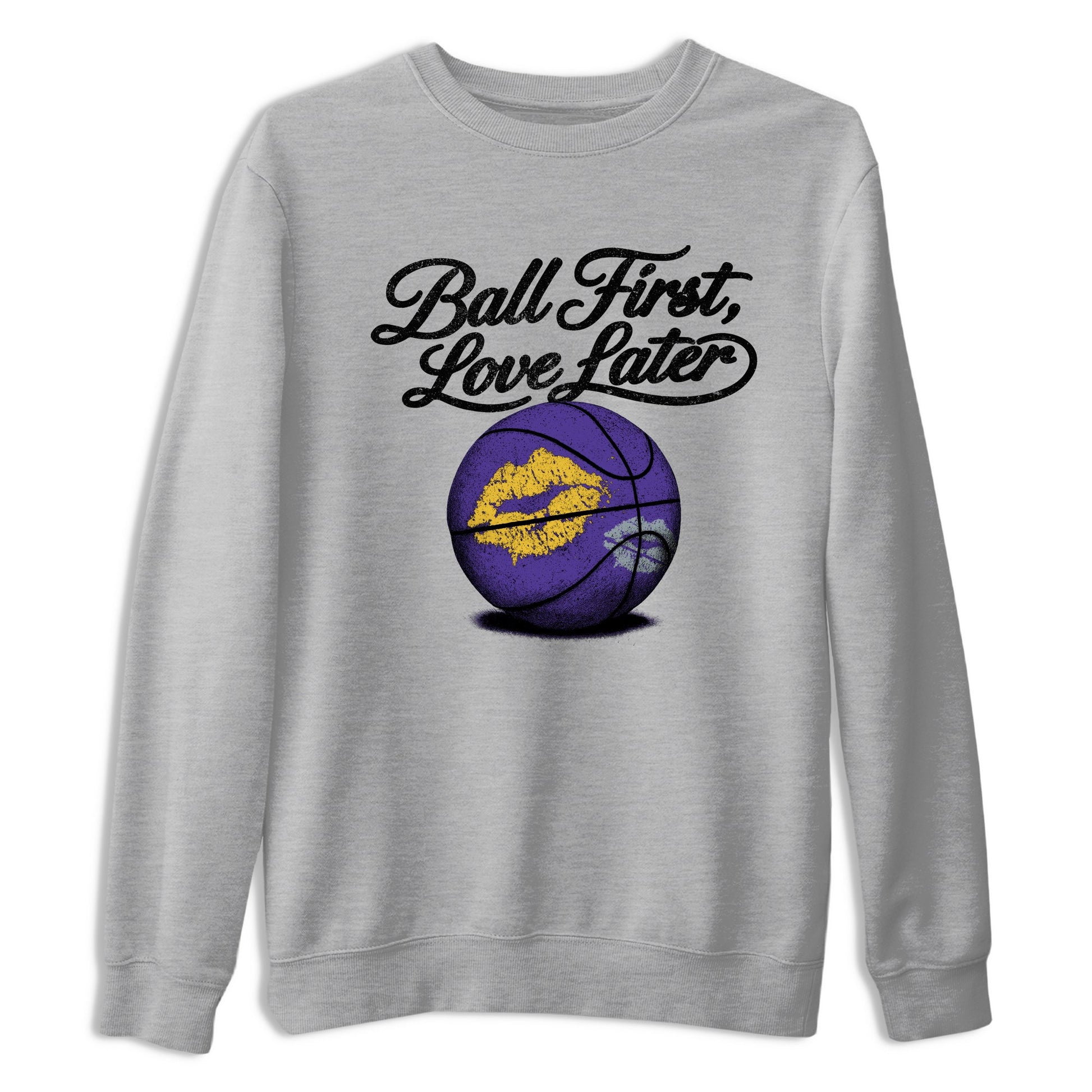 Sneaker match tees – Sneaker Tees To Match Air Jordan 4 Lakeshow Shoes – Ball First Kiss Later Tee Heather Grey 2