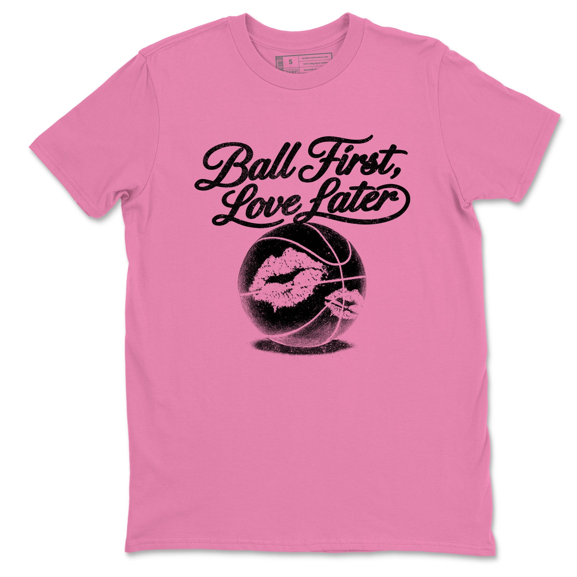Perfect Valentine's Day Gifts graphic tee  – Sneaker Tees To Match Air Jordan 4 Pink Thunder – Ball First Kiss Later Tee Bubble Gum 2