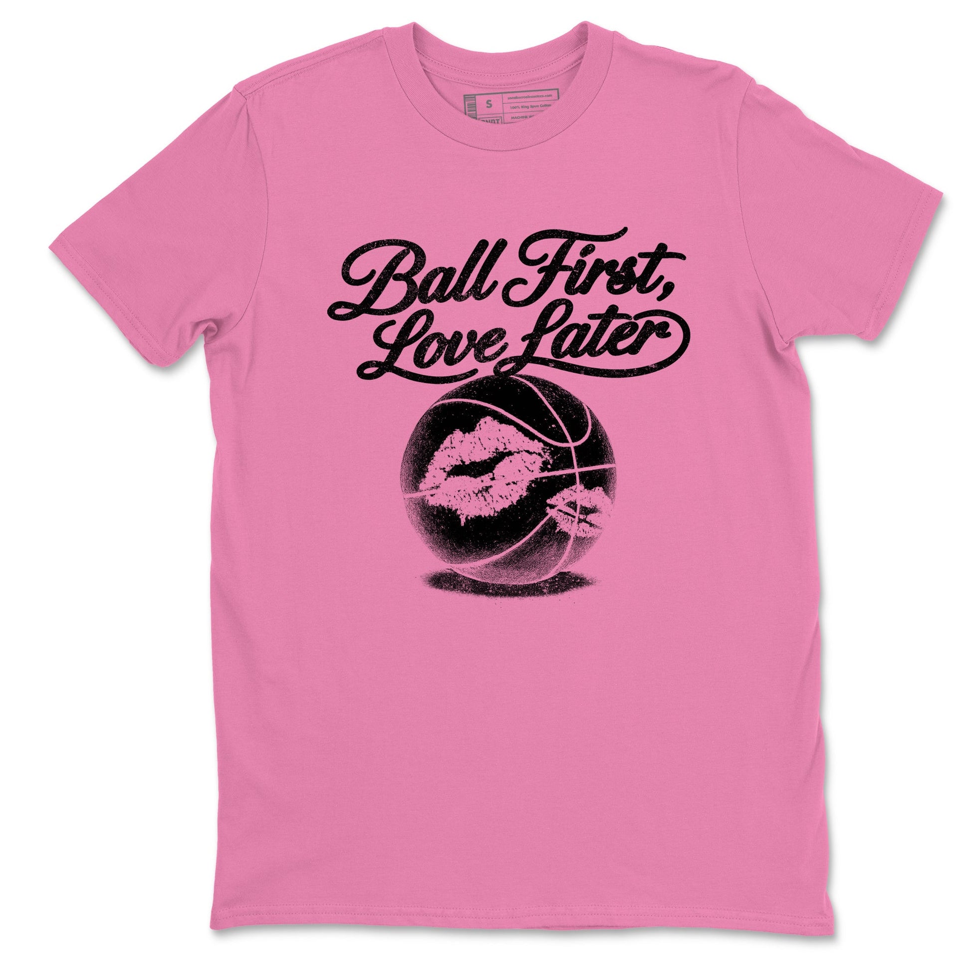 Perfect Valentine's Day Gifts graphic tee  – Sneaker Tees To Match Air Jordan 4 Pink Thunder – Ball First Kiss Later Tee Bubble Gum 2