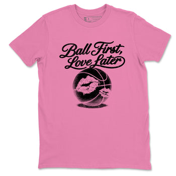 Perfect Valentine's Day Gifts graphic tee  – Sneaker Tees To Match Air Jordan 4 Pink Thunder – Ball First Kiss Later Tee Bubble Gum 2