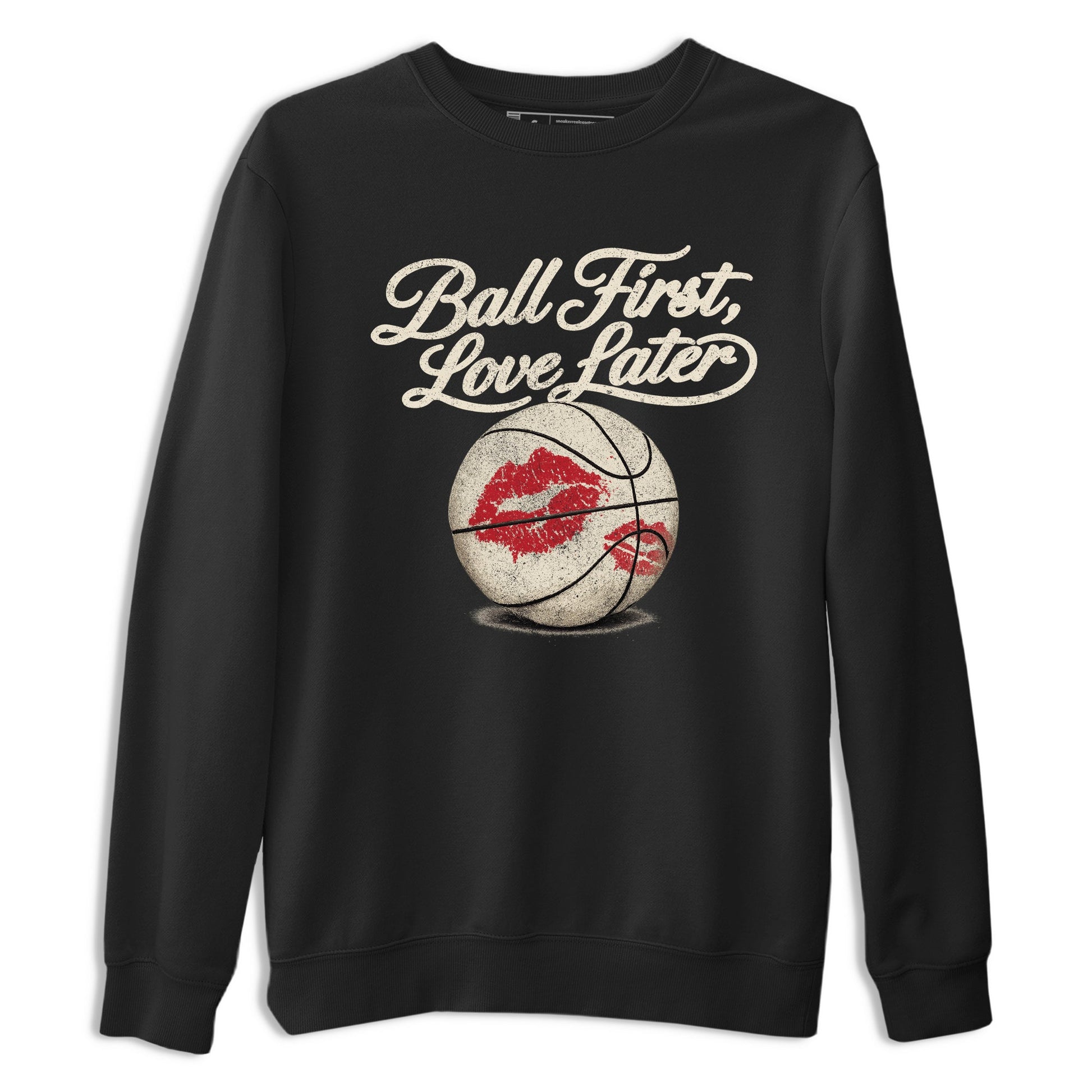 Sneaker match tees – Sneaker Tees To Match Air Jordan 4 Valentines Day Shoes – Ball First Kiss Later Tee Black 2