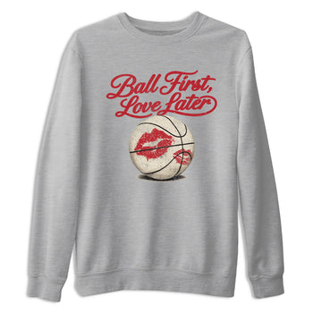 Sneaker match tees – Sneaker Tees To Match Air Jordan 4 Valentines Day Shoes – Ball First Kiss Later Tee Heather Grey 2