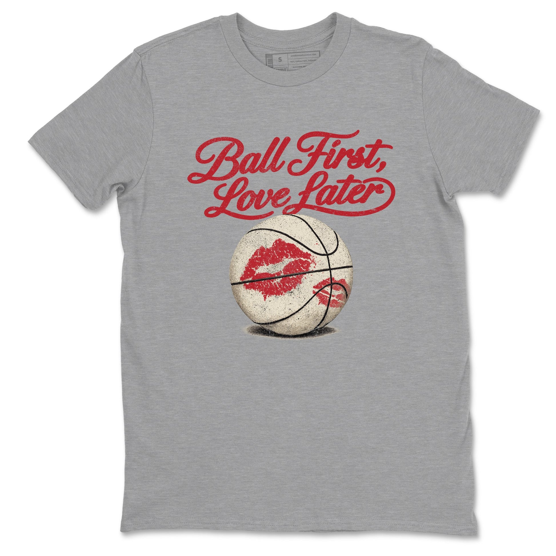 Sneaker match tees – Sneaker Tees To Match Air Jordan 4 Valentines Day Shoes – Ball First Kiss Later Tee Heather Grey 2