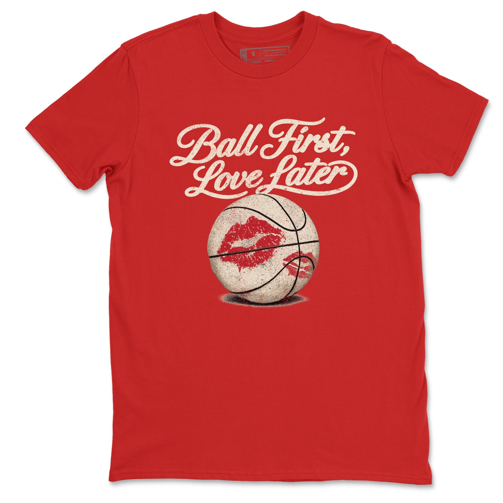 Sneaker match tees – Sneaker Tees To Match Air Jordan 4 Valentines Day Shoes – Ball First Kiss Later Tee Red 2