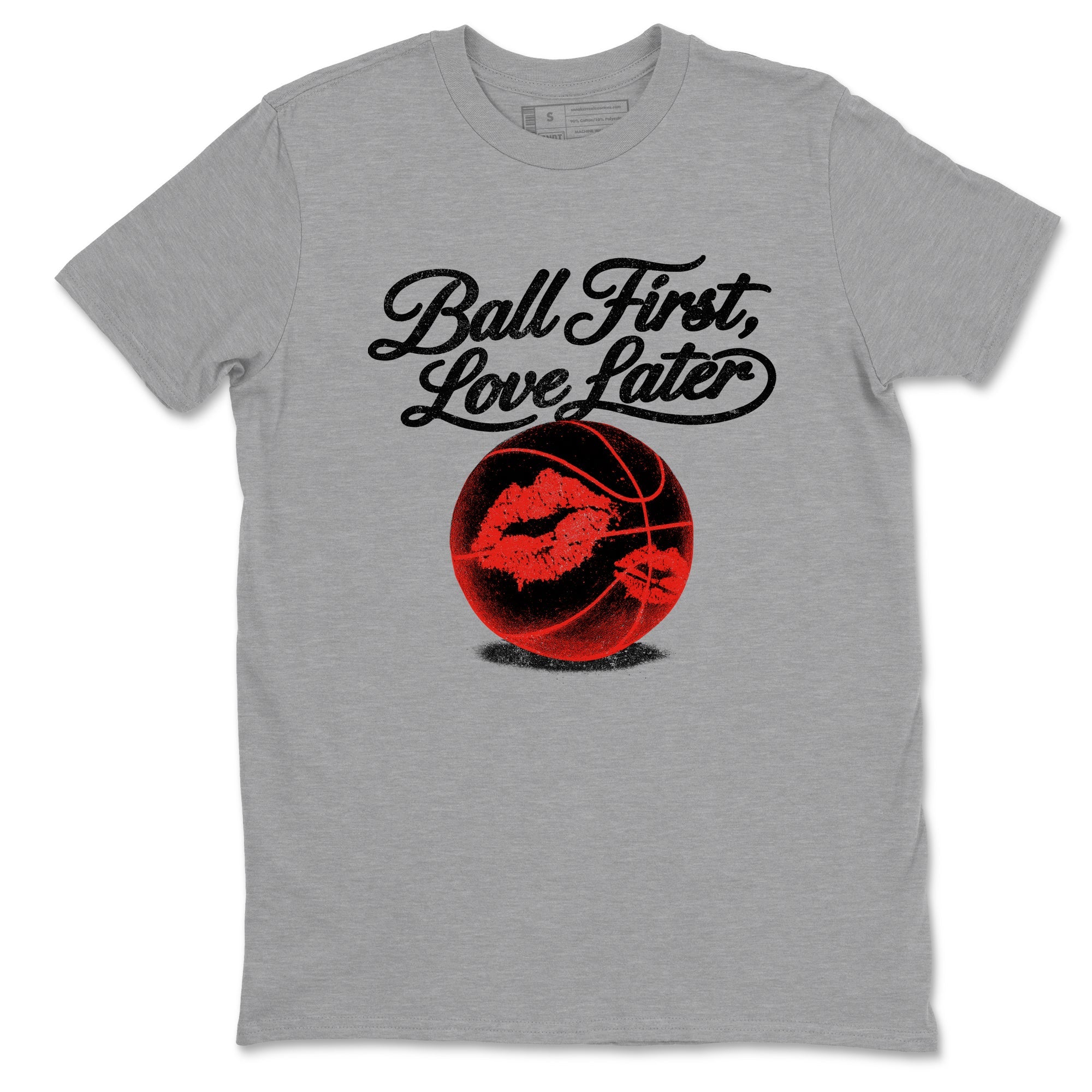 Sneaker match tees – Sneaker Tees To Match Air Jordan 6 Reverse Infrared Shoes – Ball First Kiss Later Tee Heather Grey 2
