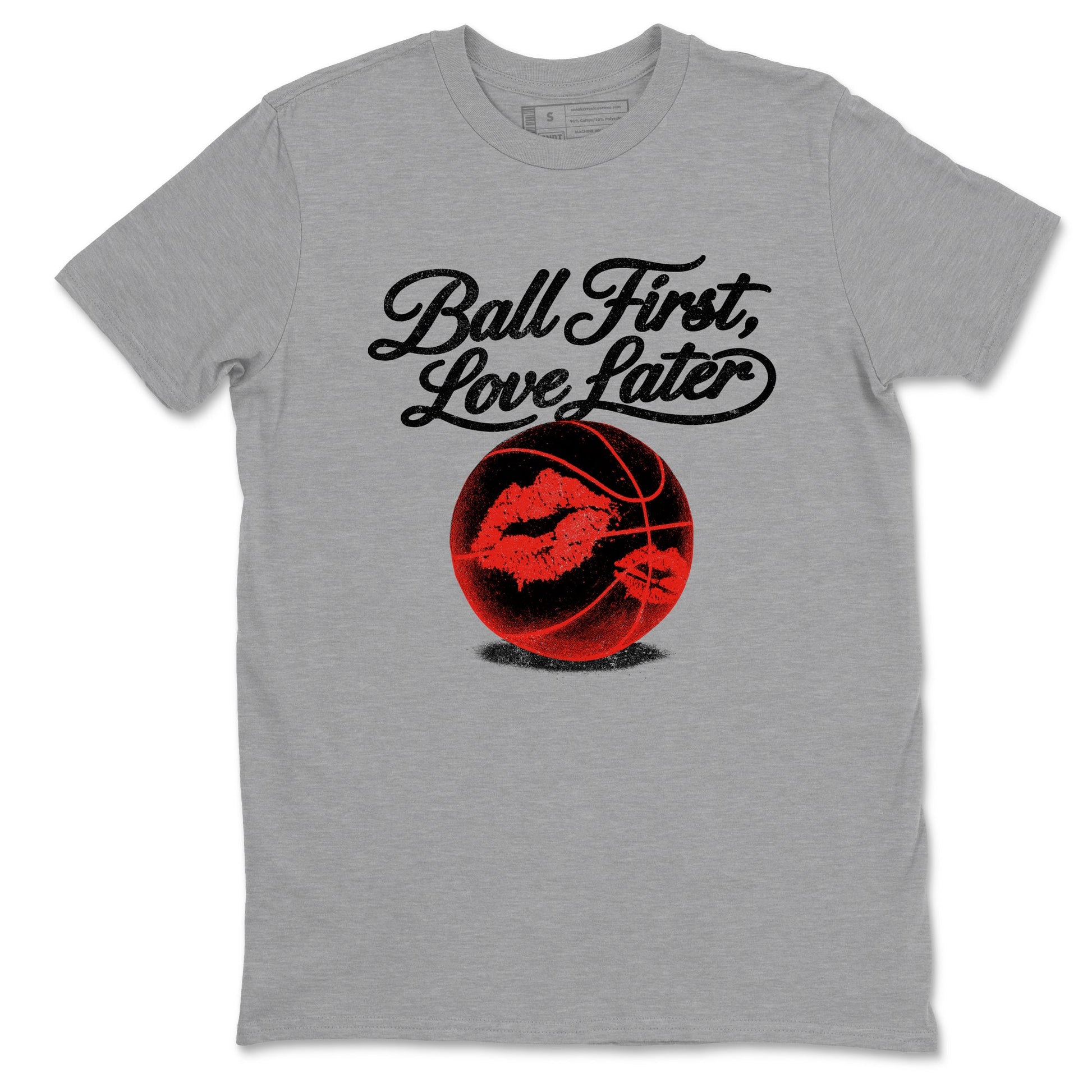 Sneaker match tees – Sneaker Tees To Match Air Jordan 6 Reverse Infrared Shoes – Ball First Kiss Later Tee Heather Grey 2