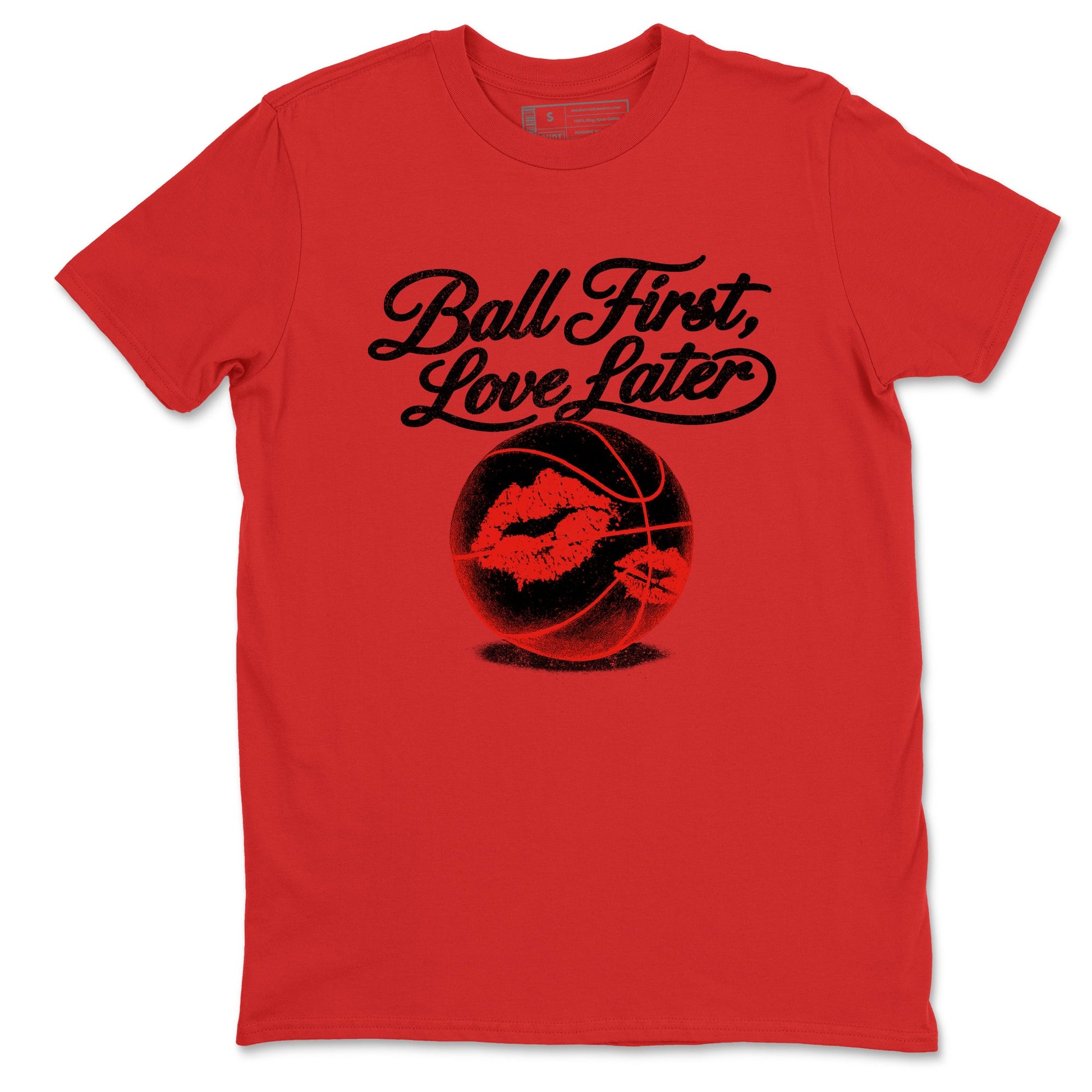 Sneaker match tees – Sneaker Tees To Match Air Jordan 6 Reverse Infrared Shoes – Ball First Kiss Later Tee Red 2