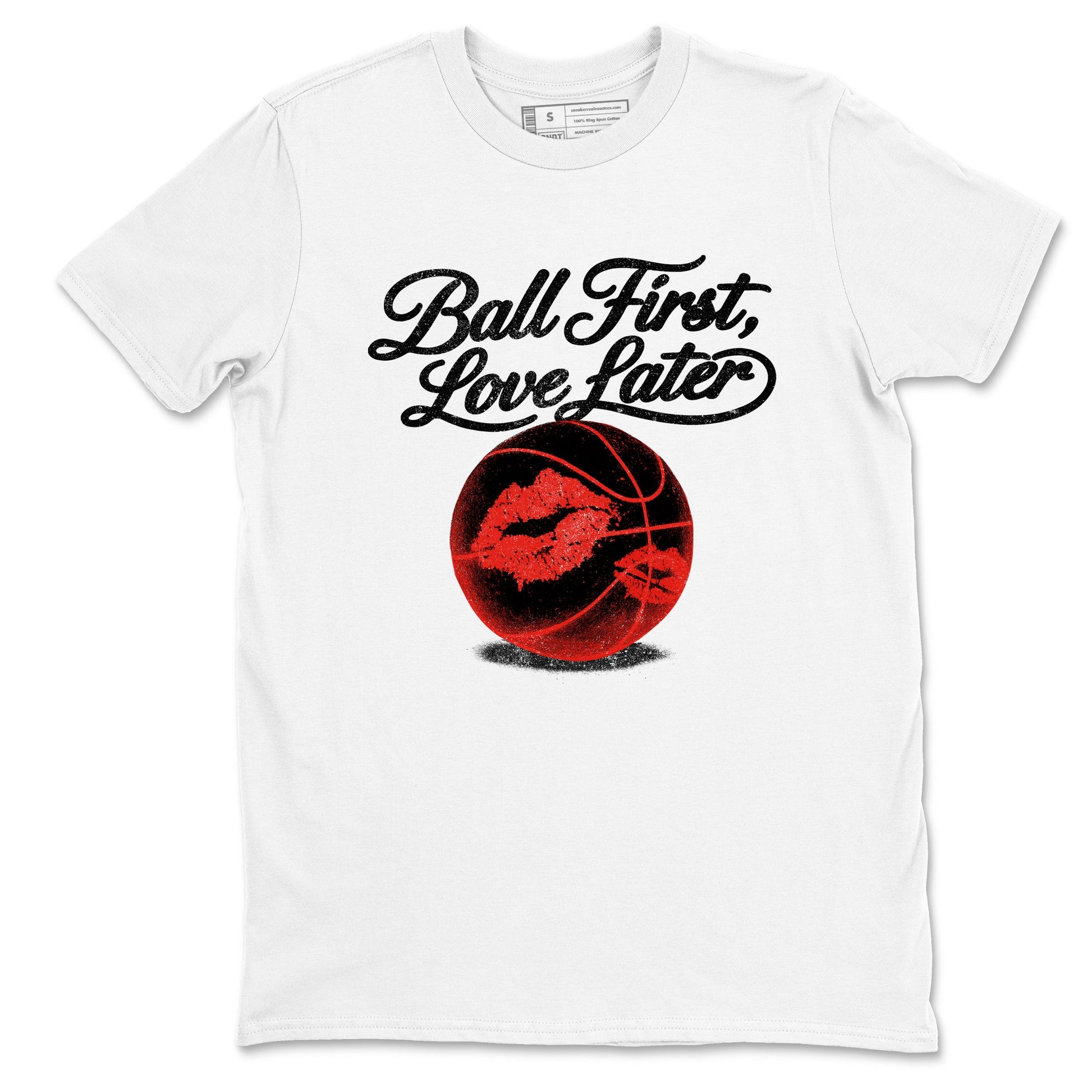 Sneaker match tees – Sneaker Tees To Match Air Jordan 6 Reverse Infrared Shoes – Ball First Kiss Later Tee White 2
