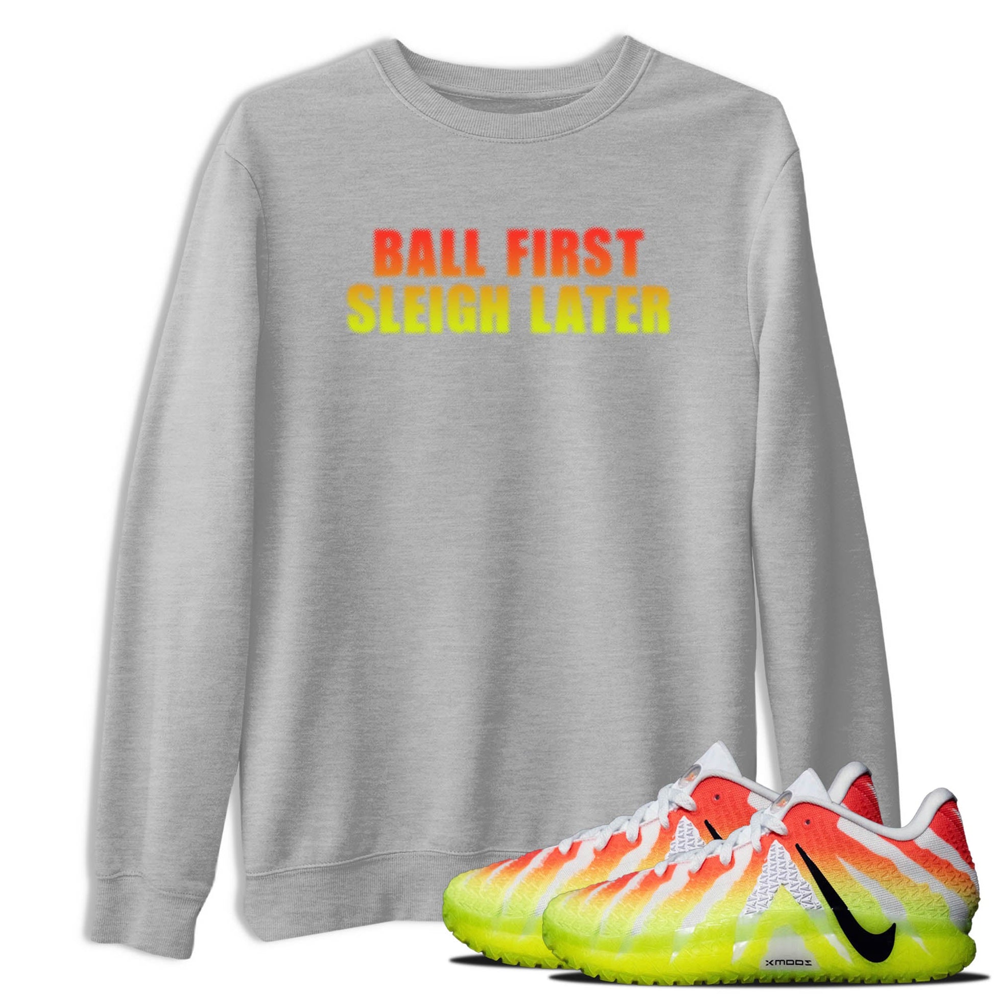 Sneaker Threads – Sneaker Tees To Match Nike JA 3 Under The Christmas Tree – Ball First Sleigh Later Graphic Tee Heather Grey 1. Perfect for Jordan releases 2025 colorways. Perfect for Ja Morant sneaker releases and Christmas 2025 colorways.