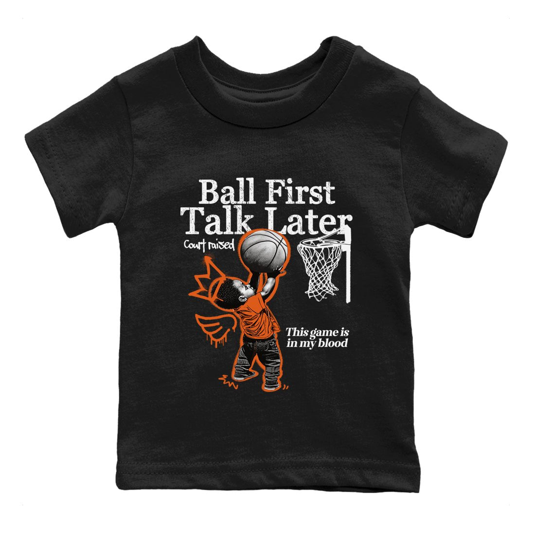 1s Shattered Backboard shirts to match jordans Ball First Talk Later sneaker match tees Air Jordan 1 Retro High OG Shattered Backboard match shoes to clothes SNRT Sneaker Tees Youth Baby Black 2 tee