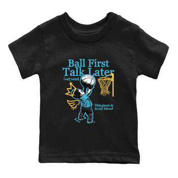 Sneaker Threads – Sneaker Tees To Match Air Jordan 11 Retro Gamma – Ball First Talk Later Youth Graphic Tee Black 2. Perfect for Jordan releases 2025 colorways.