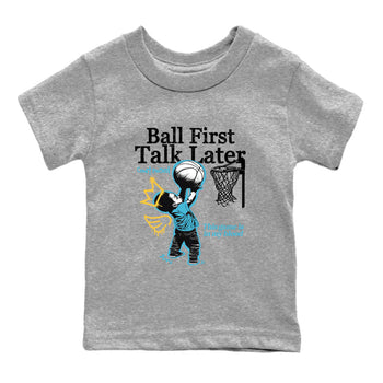 Sneaker Threads – Sneaker Tees To Match Air Jordan 11 Retro Gamma – Ball First Talk Later Youth Graphic Tee Heather Grey 2. Perfect for Jordan releases 2025 colorways.