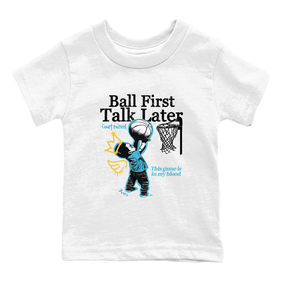 Sneaker Threads – Sneaker Tees To Match Air Jordan 11 Retro Gamma – Ball First Talk Later Youth Graphic Tee White 2. Perfect for Jordan releases 2025 colorways.