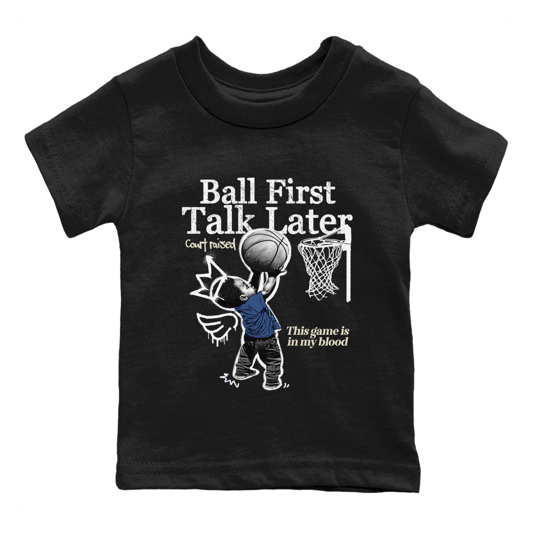 3s For The Love to match jordans Ball First Talk Later sneaker match tees A Ma Maniere For The Love match shoes to clothes SNRT Sneaker Tees Youth Baby Black 2 tee
