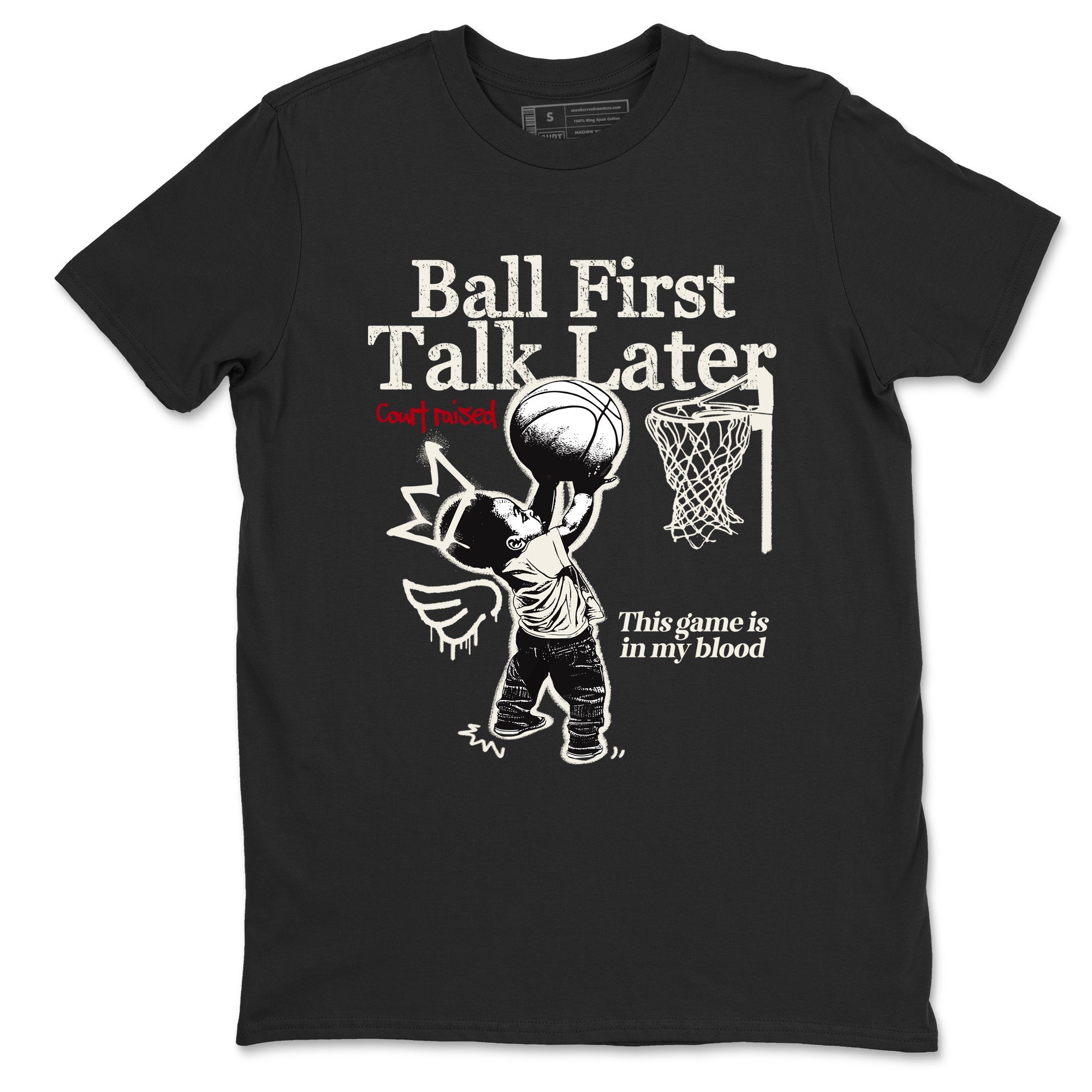 Sneaker match tees – Sneaker Tees To Match Air Jordan 4 Flight Club Shoes – Ball First Talk Later Tee Black 2