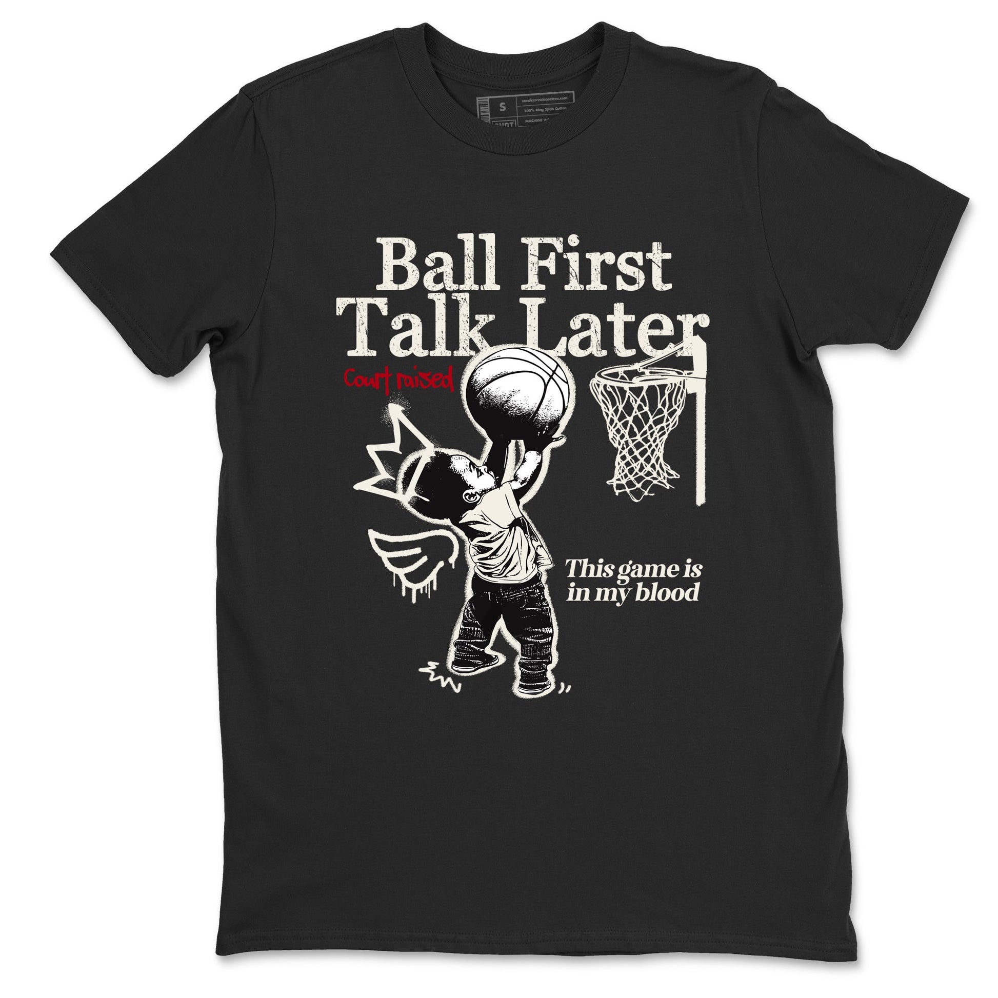 Sneaker match tees – Sneaker Tees To Match Air Jordan 4 Flight Club Shoes – Ball First Talk Later Tee Black 2
