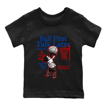 Sneaker match tees – Sneaker Tees To Match Jordan 4 Retro Rare Air Shoes – Ball First Talk Later Kids T-Shirt Black 2