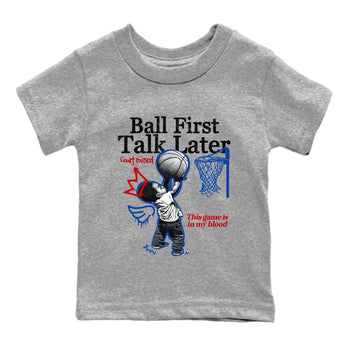 Sneaker match tees – Sneaker Tees To Match Jordan 4 Retro Rare Air Shoes – Ball First Talk Later Kids T-Shirt Heather Grey 2