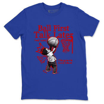 Sneaker match tees – Sneaker Tees To Match Jordan 4 Retro Rare Air Shoes – Ball First Talk Later Tee Royal Blue 2