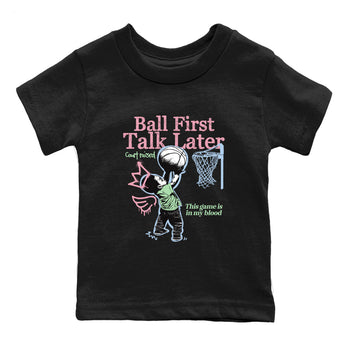 Best Sneakerfits graphic tee – Perfect Valentine's Day outfits to match Air Jordan 4 Valentines Day Kids – Ball First Talk Later Kids T-Shirt Black 2