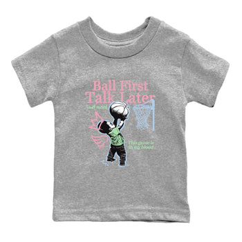 Best Sneakerfits graphic tee – Perfect Valentine's Day outfits to match Air Jordan 4 Valentines Day Kids – Ball First Talk Later Kids T-Shirt Heather Grey 2