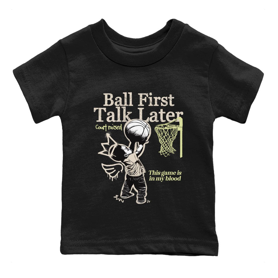 Ball First Talk Later SNRT Sneaker Tees Kids - Air Jordan 5 Luminous Green - SNRT Sneaker T-shirts