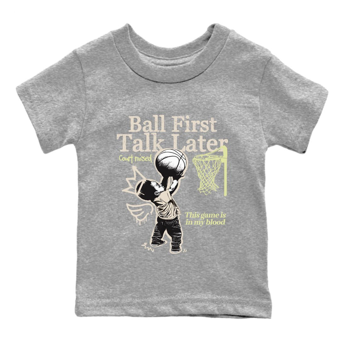 Ball First Talk Later SNRT Sneaker Tees Kids - Air Jordan 5 Luminous Green - SNRT Sneaker T-shirts