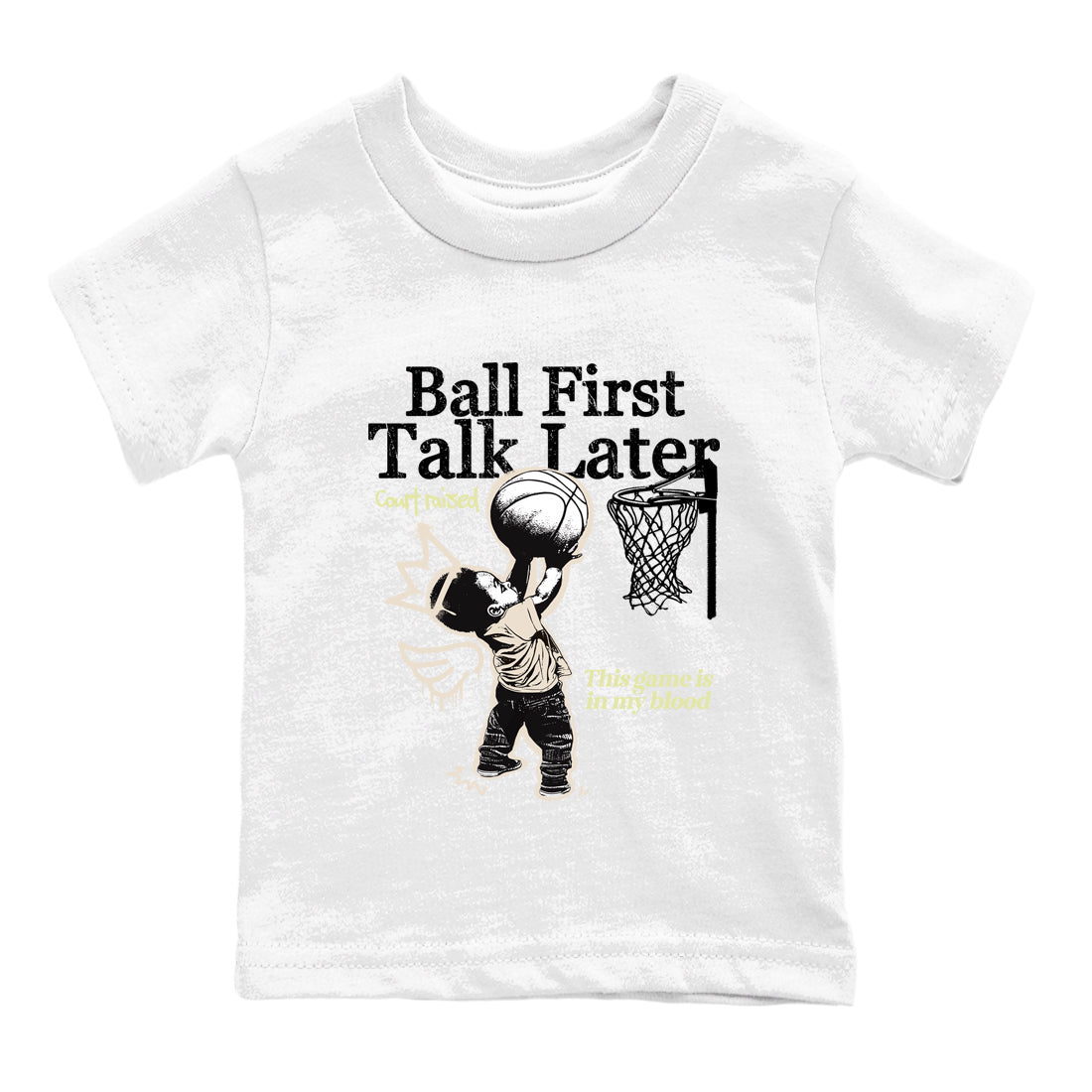 Ball First Talk Later SNRT Sneaker Tees Kids - Air Jordan 5 Luminous Green - SNRT Sneaker T-shirts