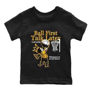 Sneaker match tees – Sneaker Tees To Match Air Jordan 5 Tokyo Shoes – Ball First Talk Later Kids T-Shirt Black 2