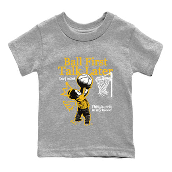Sneaker match tees – Sneaker Tees To Match Air Jordan 5 Tokyo Shoes – Ball First Talk Later Kids T-Shirt Heather Grey 2