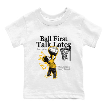 Sneaker match tees – Sneaker Tees To Match Air Jordan 5 Tokyo Shoes – Ball First Talk Later Kids T-Shirt White 2