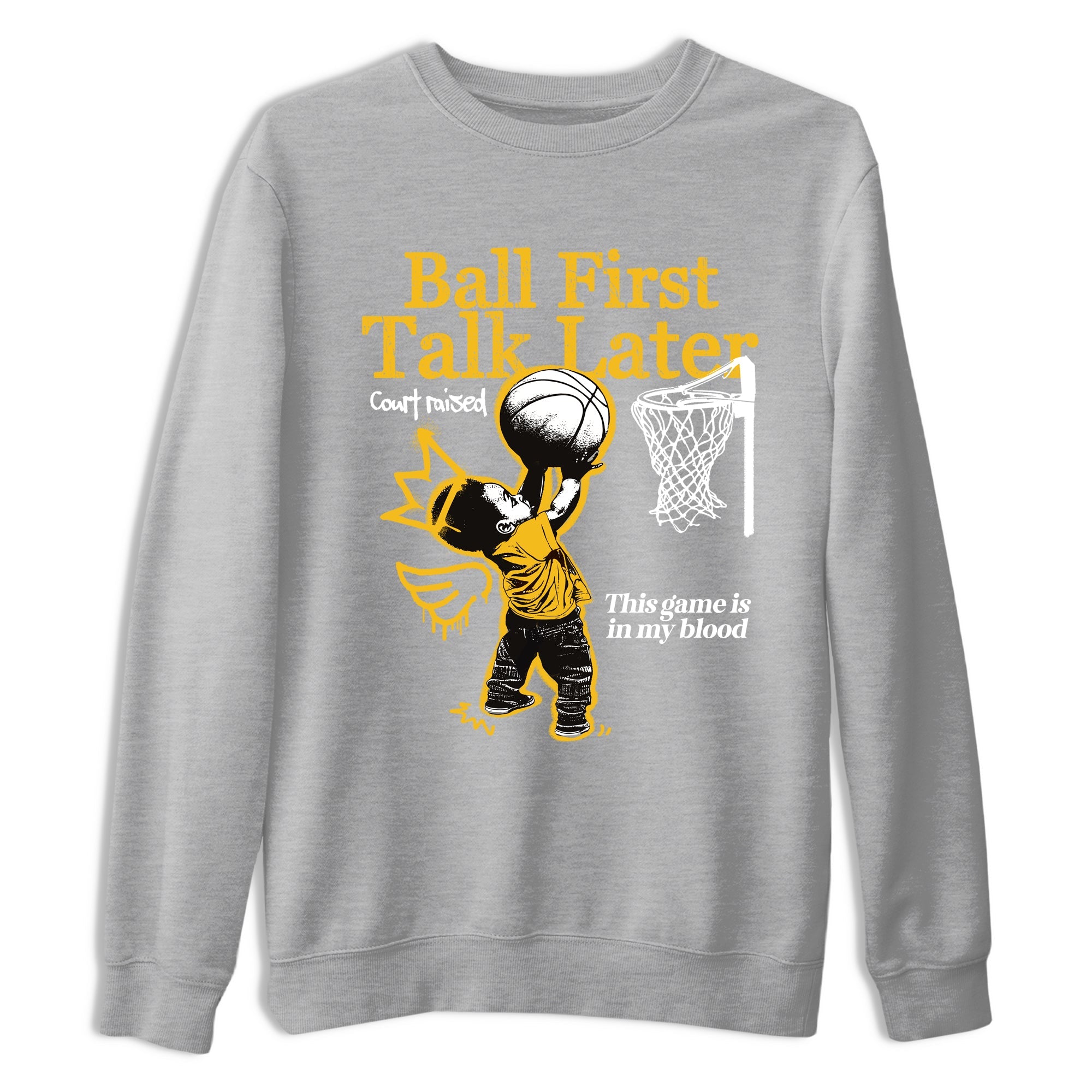 Sneaker match tees – Sneaker Tees To Match Air Jordan 5 Tokyo Shoes – Ball First Talk Later Tee Heather Grey 2