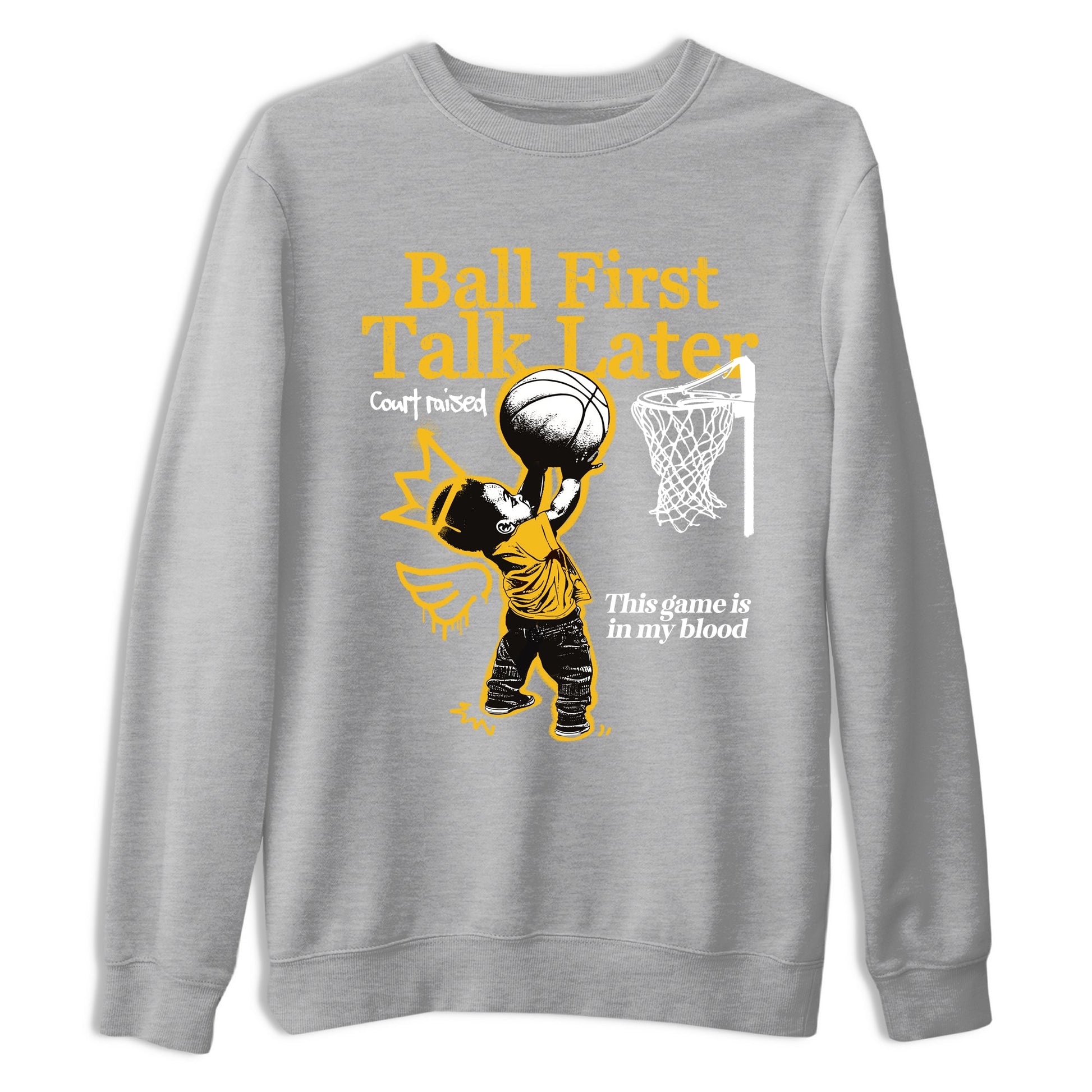 Sneaker match tees – Sneaker Tees To Match Air Jordan 5 Tokyo Shoes – Ball First Talk Later Tee Heather Grey 2