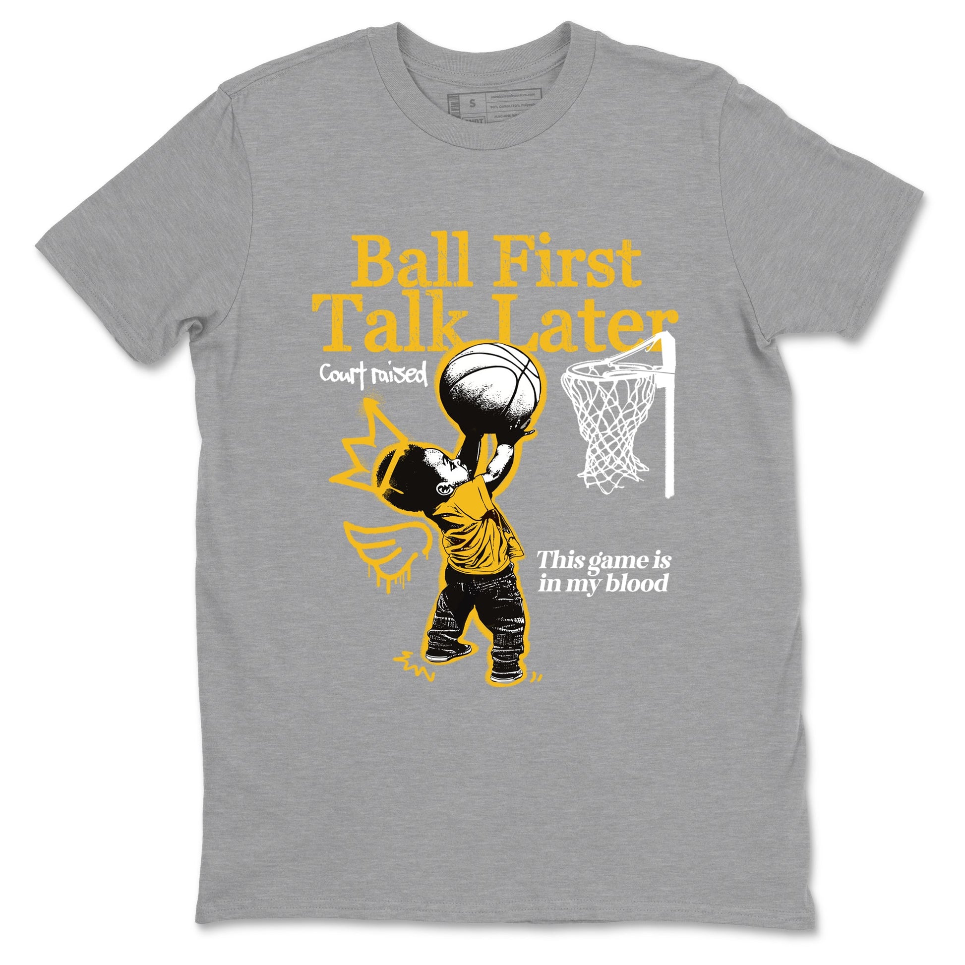 Sneaker match tees – Sneaker Tees To Match Air Jordan 5 Tokyo Shoes – Ball First Talk Later Tee Heather Grey 2