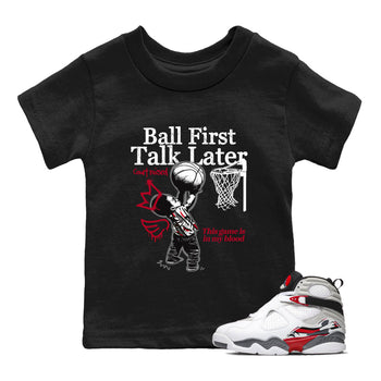 Sneaker Threads – Sneaker Tees To Match Air Jordan 8 Bunny – Ball First Talk Later Youth Graphic Tee Black 1. Perfect for Jordan releases 2025 colorways.
