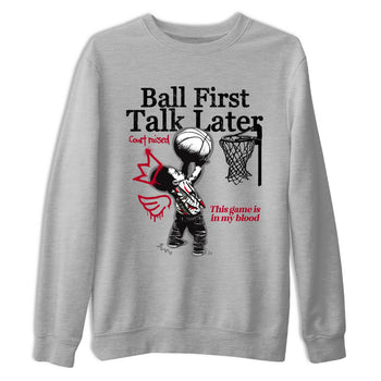 Sneaker Threads – Sneaker Tees To Match Air Jordan 8 Bunny – Ball First Talk Later Graphic Tee Heather Grey 2. Perfect for Jordan releases 2025 colorways.