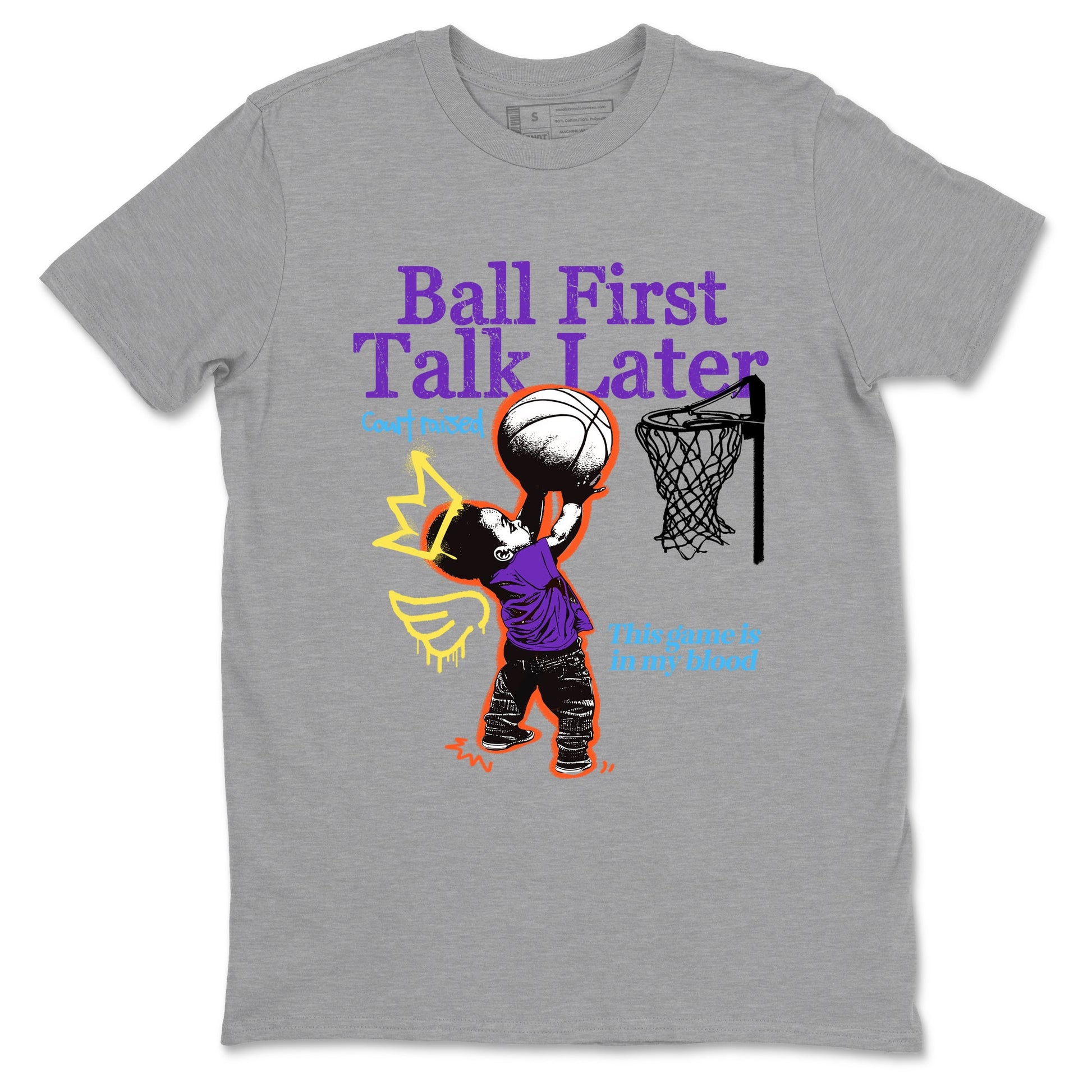 Sneaker Threads – Sneaker Tees To Match New Balance 9060 Prism Purple – Ball First Talk Later Graphic Tee Heather Grey 2. Perfect for Jordan releases 2025 colorways.