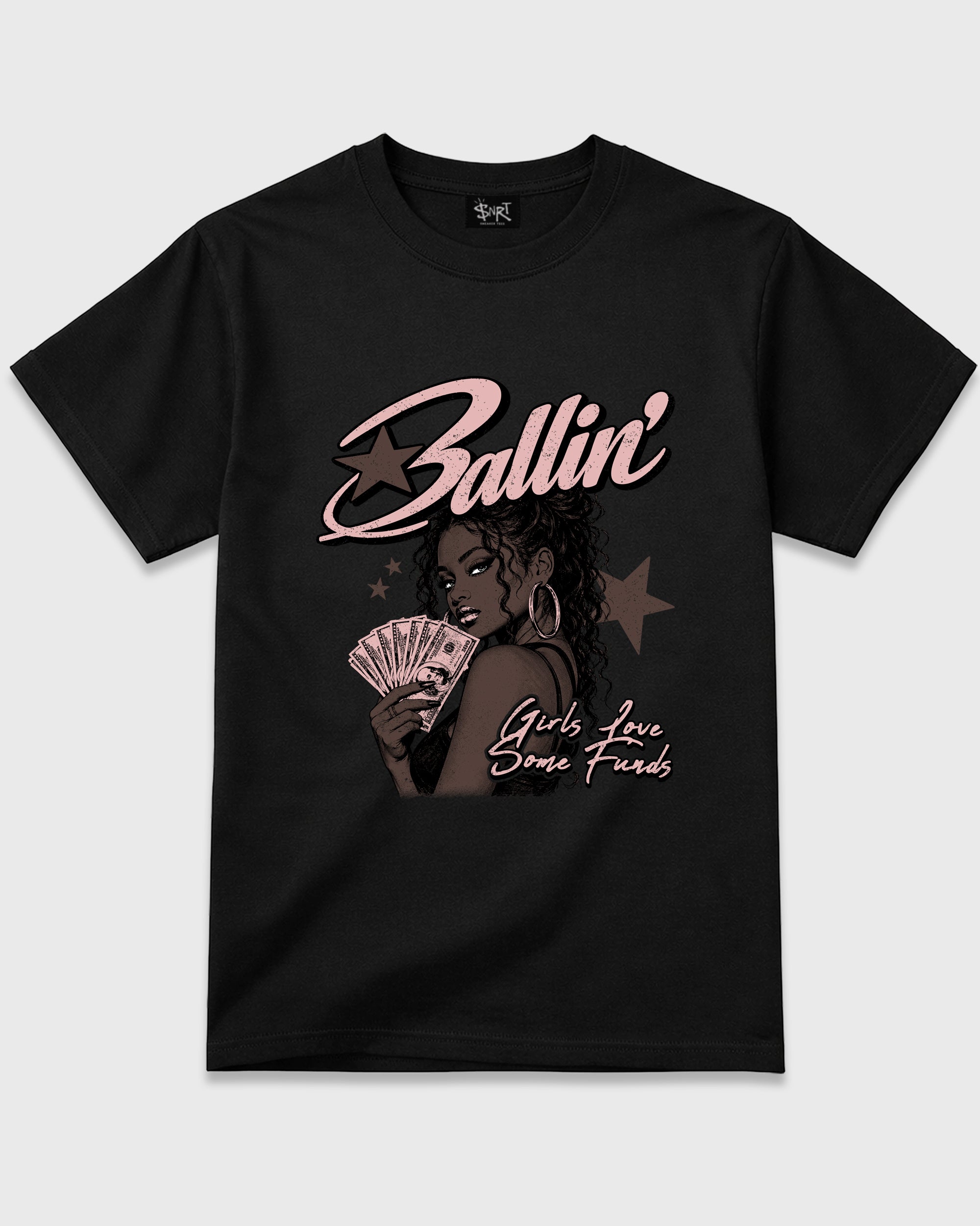 Ballin Graphic T-Shirt featuring original streetwear artwork designed to match the Air Jordan 3 Fireside. Black 2 Graphic T-Shirt.