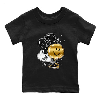 Air Jordan 1 High OG Black Metallic Gold shirts to match jordans Balloon sneaker match tees Air Jordan 1 Retrp Black Metallic Gold Sneaker Shirts SNRT Sneaker Tees streetwear brand Baby and Youth Black 2 cotton tee