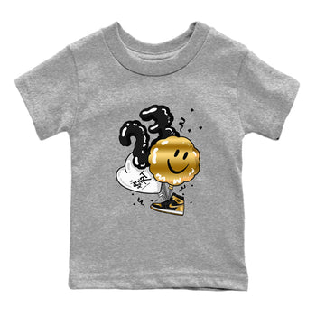 Air Jordan 1 High OG Black Metallic Gold shirts to match jordans Balloon sneaker match tees Air Jordan 1 Retrp Black Metallic Gold Sneaker Shirts SNRT Sneaker Tees streetwear brand Baby and Youth Heather Grey 2 cotton tee