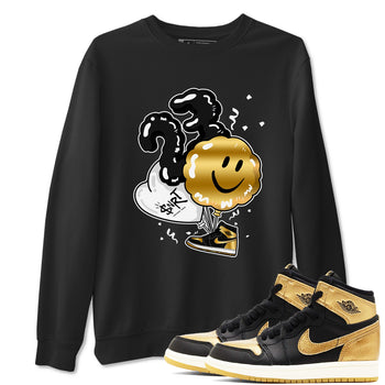 Air Jordan 1 High OG Black Metallic Gold shirts to match jordans Balloon sneaker match tees Air Jordan 1 Retrp Black Metallic Gold Sneaker Shirts SNRT Sneaker Tees streetwear brand Black 1 unisex cotton tee