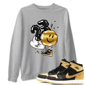 Air Jordan 1 High OG Black Metallic Gold shirts to match jordans Balloon sneaker match tees Air Jordan 1 Retrp Black Metallic Gold Sneaker Shirts SNRT Sneaker Tees streetwear brand Heather Grey 1 unisex cotton tee